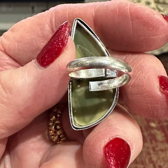 Polychrome Jasper sever, overlay gemstone ring stamped 925 size adjustable - Picture 5 of 6